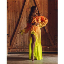 Women's Long Sleeve Bikini Cover-Up Set: Tie-Front Crop Top & High-Waisted Maxi Kaftan Beach Tunic