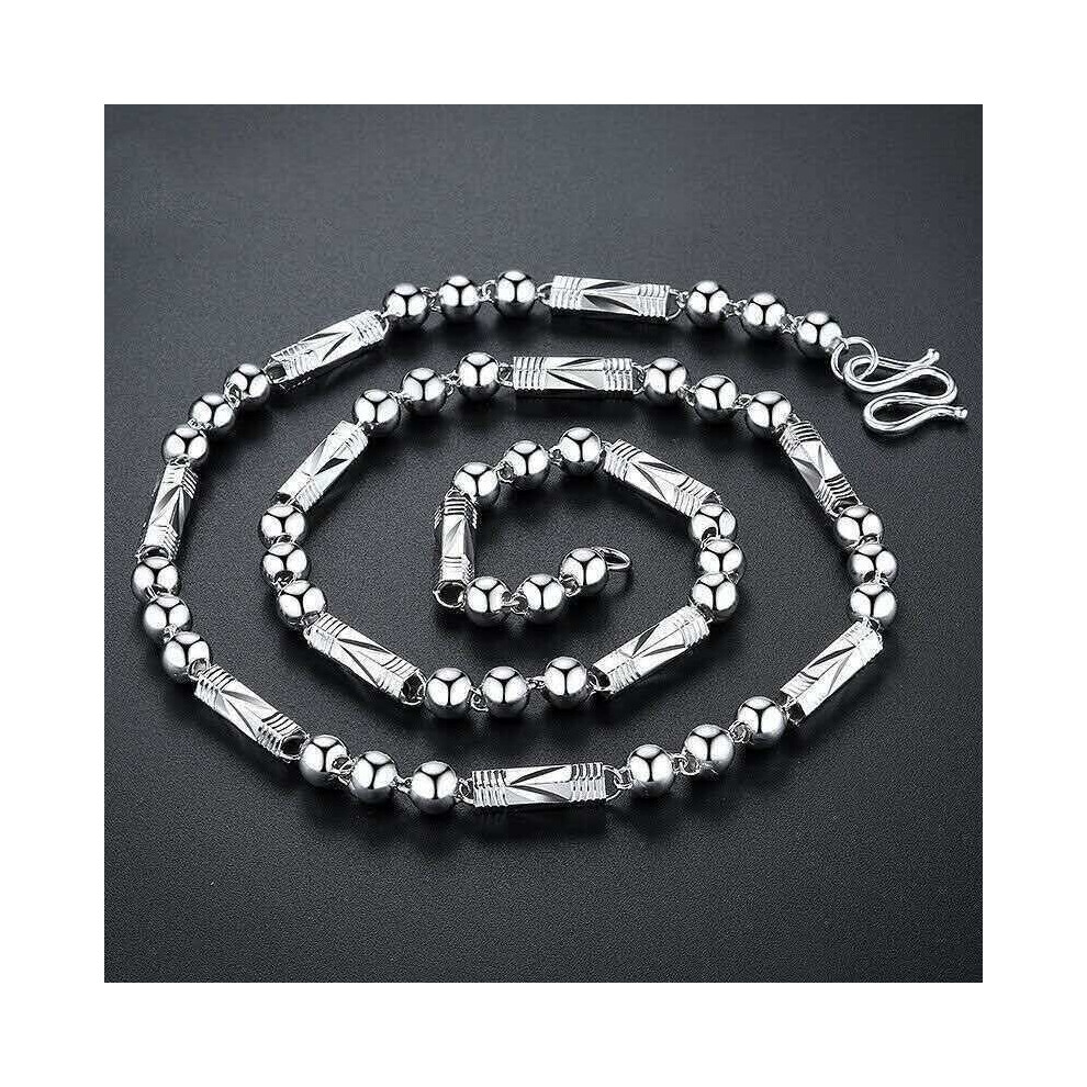 S999 Sterling Silver Men's Necklace Domineering Thick Hexagonal Personality Chain Silver Jewelry Gift
