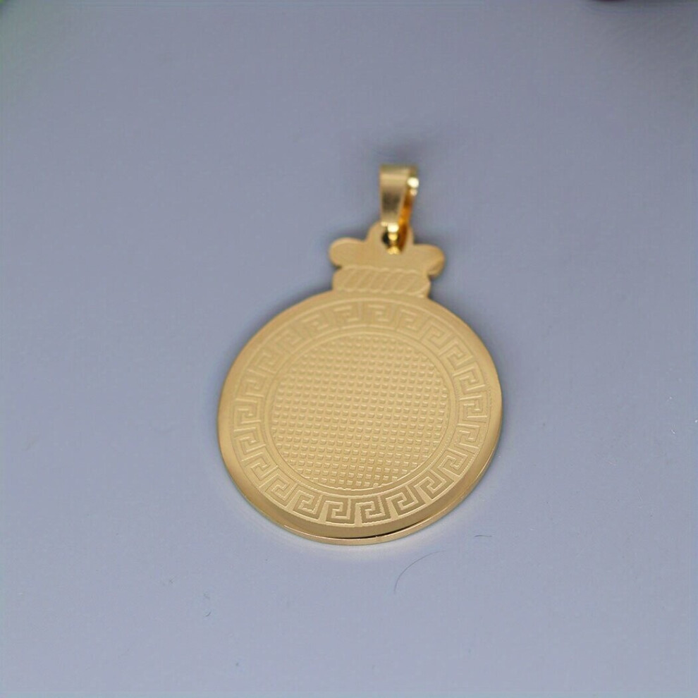 Stainless Steel Round Minimalist Charm Pendant Necklace For Men Dainty Amulet Jewelry Accessories