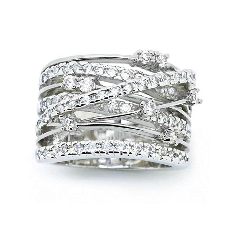 925 Sterling Silver Ring Inlaid With AAAAA Zircon Interwoven Ring For Woman Charm Jewelry Engagement Gift