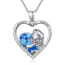 Ohana significa famiglia Ciondolo Collana in acciaio inox placcato argento a forma di cuore Cartoon Anime Gioielli per ragazza