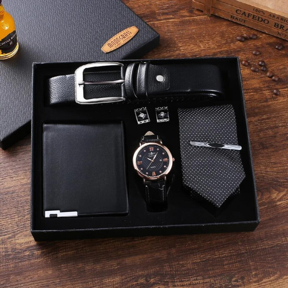 Top Mens Watch Set High Leather Belt Sunglasses perfume jewelry watch sets for boyfriend husband dad