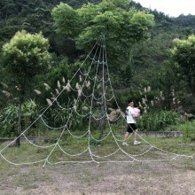 AT25563 Luminous Triangulation Spider Web Prop – Giant Halloween Spider, Spooky Fan Web Display for Christmas & Thanksgiving Decoration