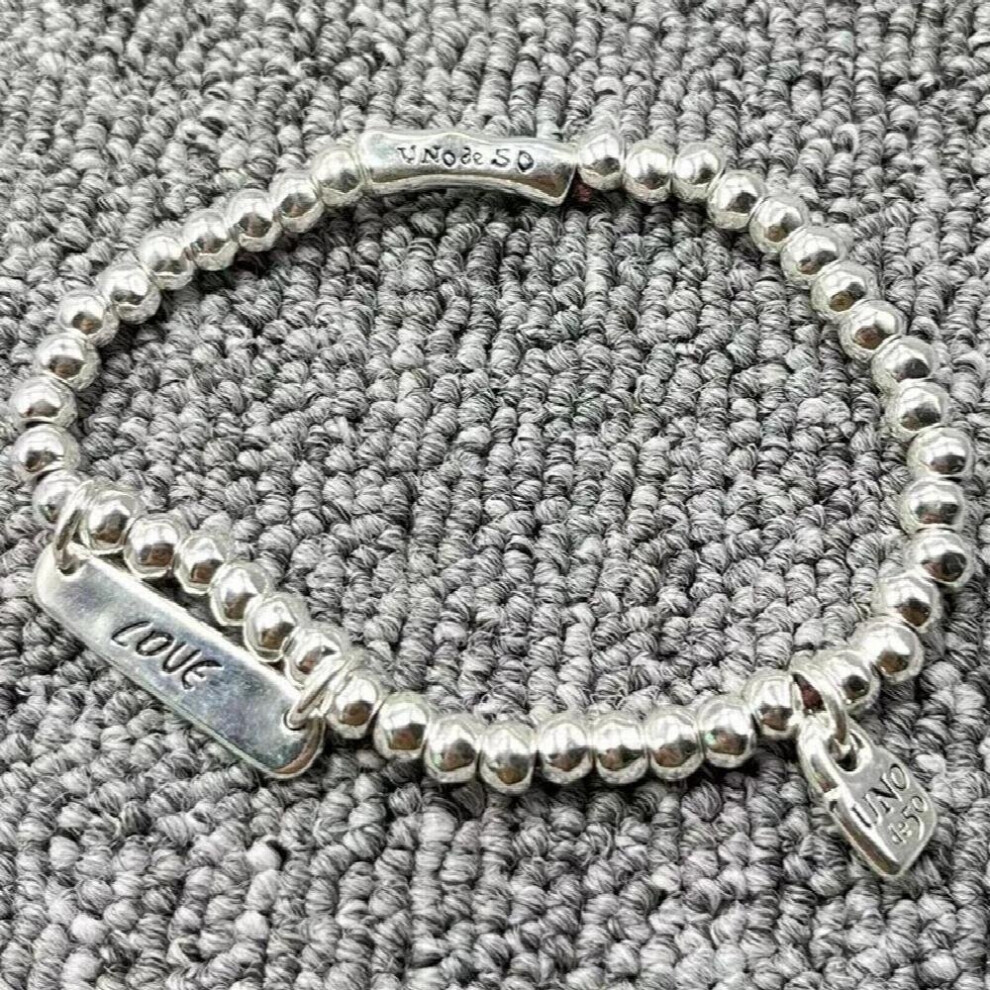 UNOde50 Delicate Plating 925 Light Nameplate Love Bracelet Holiday Jewelry Gift