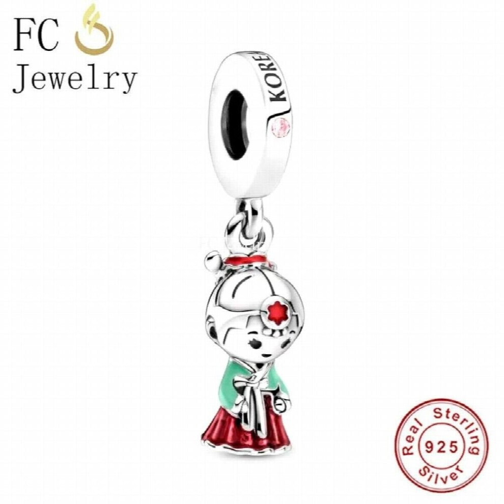 Jewelry Fit Charm Bracelet 925 Sterling Silver Korea Girl With Hanbok Dress Bead For Making Women Berloque