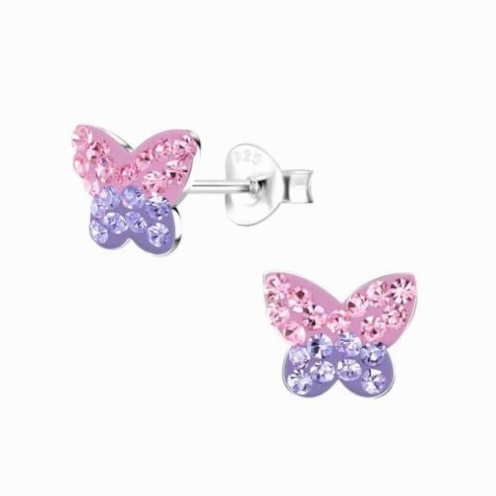 Sterling Silver Butterfly Stud Earrings With Push Back Closure, Hypoallergenic Studs, For Kids, Dainty Earring Collections(Butterfly)