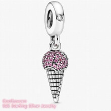 925 argento Sterling Pave gelato Cono Dangle perline Charm Fit Charms Bracciale gioielli fai da te