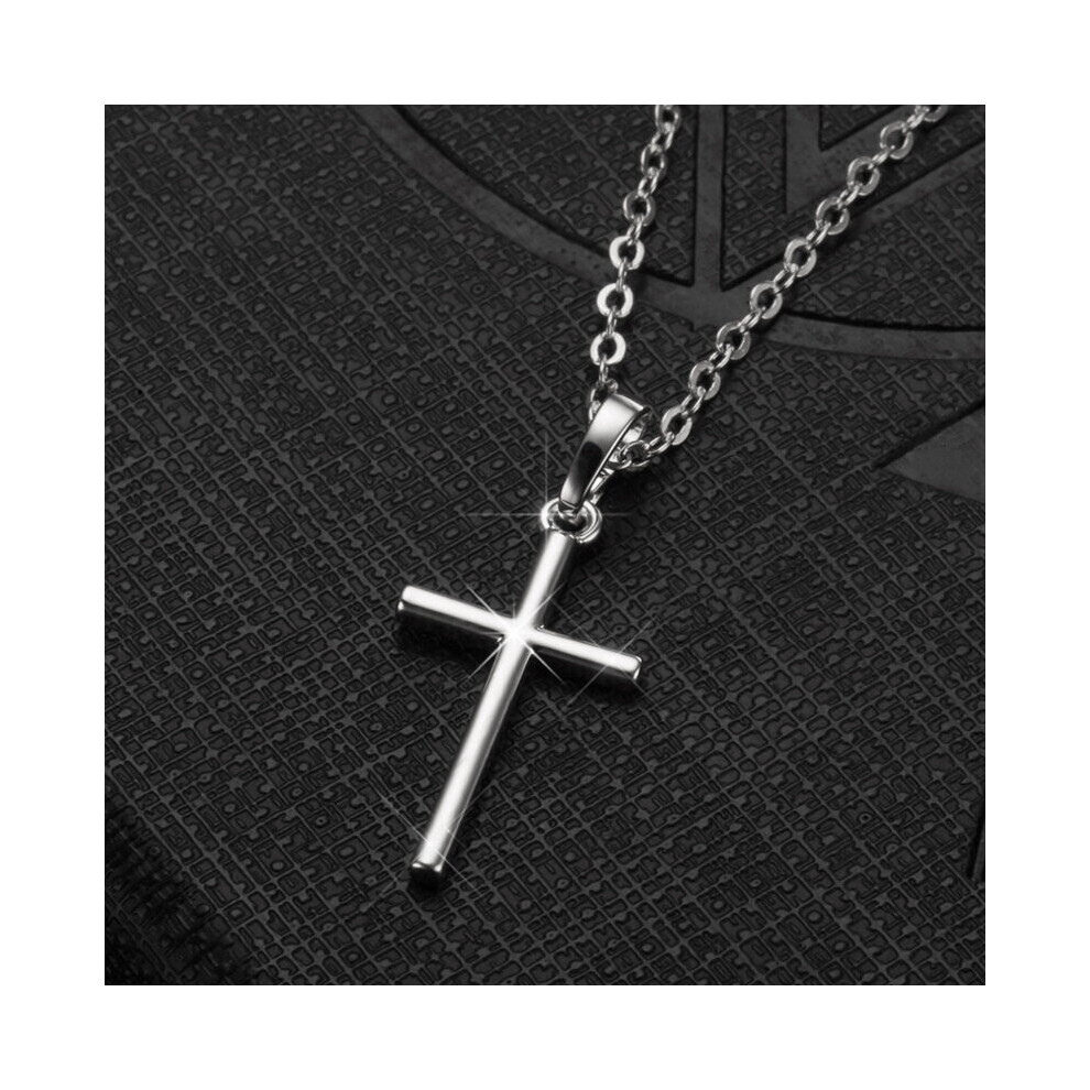 Christian Jesus Cross Necklaces Silver Long Chain Cross Pendants For Women Men Jewelry