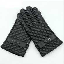 Men's Winter Goatskin Leather Driving Gloves - Touchscreen Compatible, Diamond Lattice Pattern