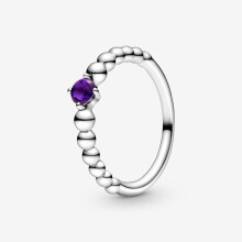 Sterling Silver 925 Beaded Ring for Women - Sizes 7,8,9, 12 Gem Colors