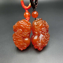 Pixiu Amulet pre muža a ženu Červené acháty Vyrezávané čínske Antient bohatstvo Beast Amulet prívesok TBP099
