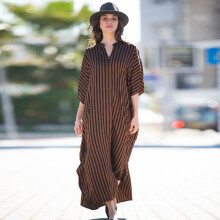 Fitshinling Oversized Kaftan Dress - Leopard/Snake Print, Striped Cover-Up, Long Button-Up Shirt Robe, One Size