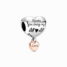 925 Sterling Silver Srdce a mama prívesky fit náramok pre ženy narodeniny Vianočná party