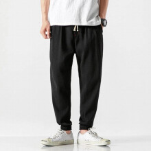 MRGB Cotton Linen Men Harem Pants Oversized Basic Solid Man Summer Pants Casual Male Summer Elastic Waist Trousers