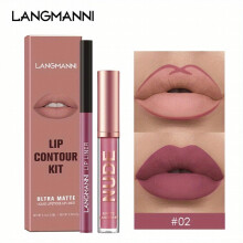 LANGMANNI 2Pcs Lipgloss Lipliner Langhoudende Waterdichte Vloeibare Lipstick Make-up Set