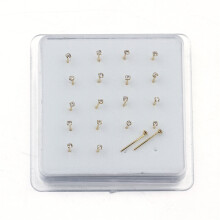 1set 20 Pcs Straight Pin Nose Stud mit 1.5mm Crystal Nose Piercing Body Jewelry Nose Studs Rings Piercing Pin Body Jewelry