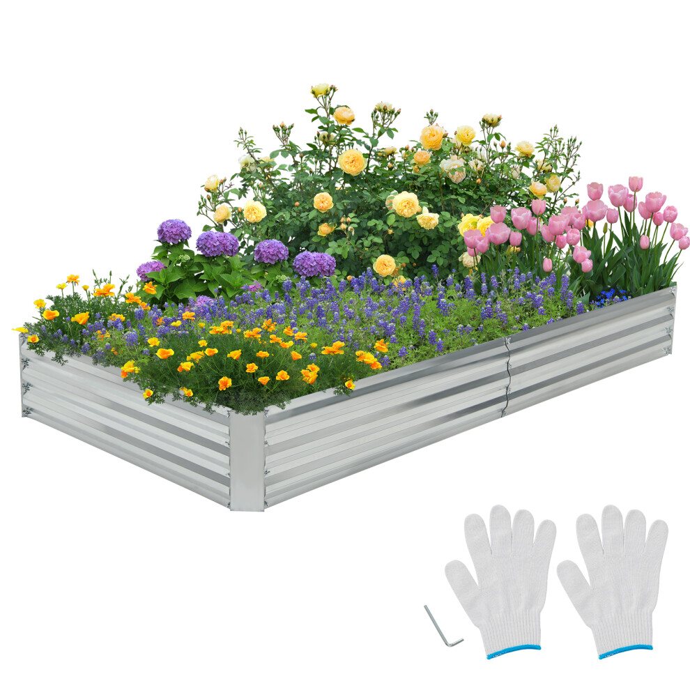 Raised Garden Bed 240 x 120 cm Metal Planter Box With Open-Ended Base