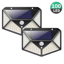 100 Led Solar Lights Garden Wall Lamp Motion Sensor Waterproof Outdoor  Light