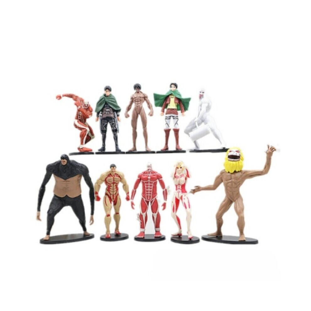 Dinamr 10Pcs Attack On Titan Levi Eren Colossal Beast Titan Cartoon Action Figure Toy