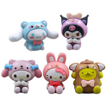 5-Piece Sanrio Dress-Up PVC Figures Set: Melody, Kuromi & Friends for Desk Decor