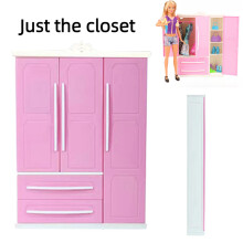 Barbie bábika Šatníková skriňa Hračky Trojdverový nábytok Plastový odevný sklad