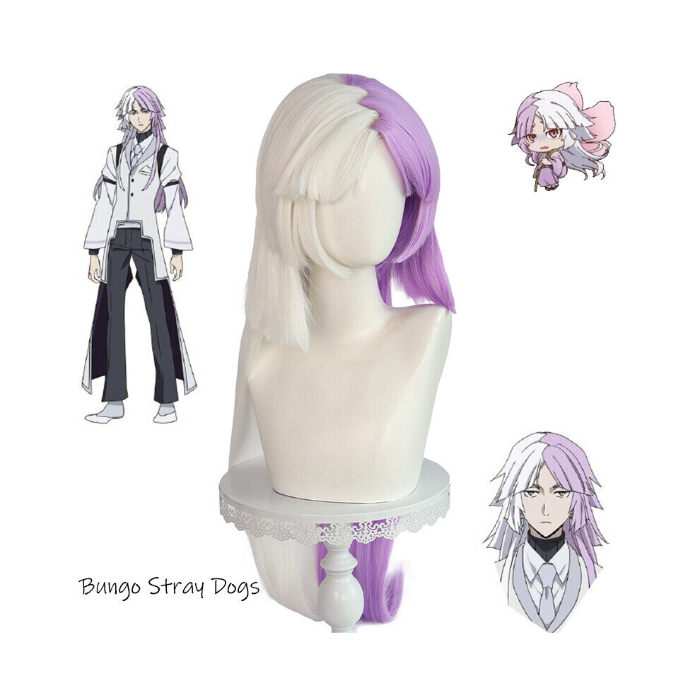 Dinamr Unisex Bungo Dogs Stray Sigma Cosplay Long Wig Hair Twocolor Hairpiece Costume Party