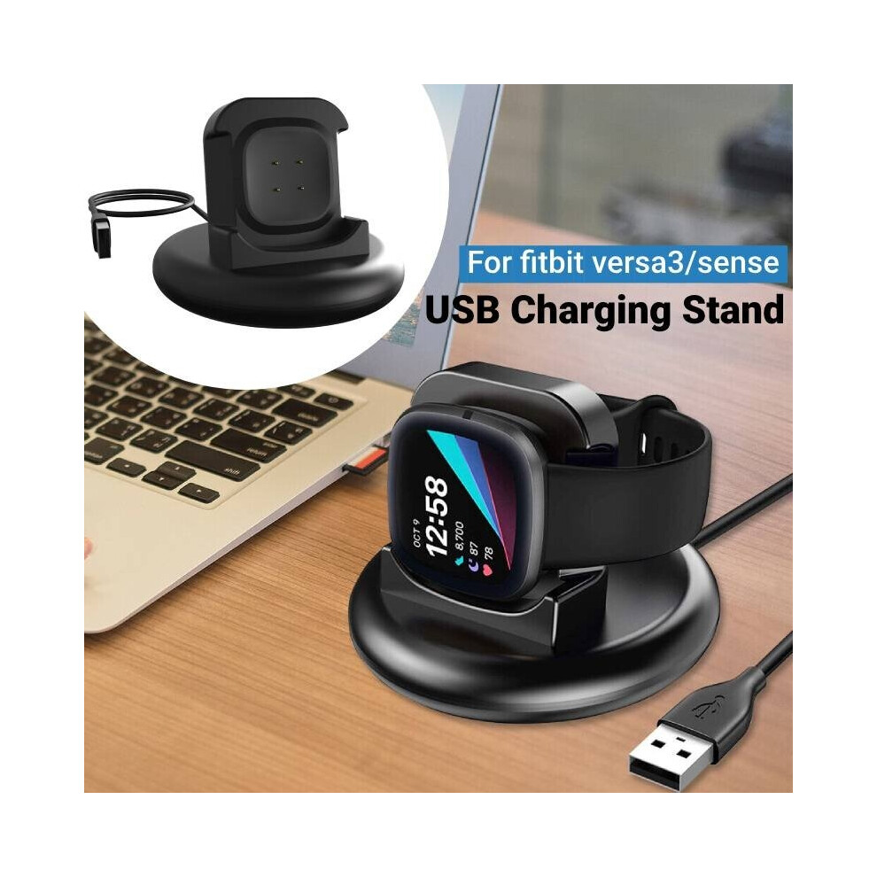 Smart Watch Charger Cradle For Fitbit Versa 3Sense Usb Charging Cable Dock 698941617298