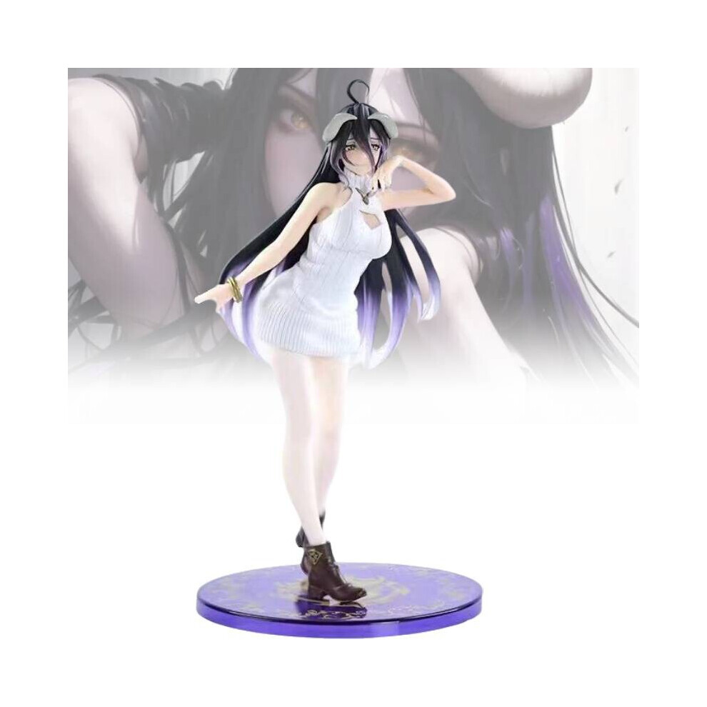Dinamr Overlord Albedo Pvc Figurine Toy Standing Model Knitted Anime Collectible White
