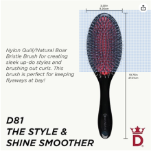 Denman Style & Shine Smoother Hairbrush with Soft Nylon Quill Boar