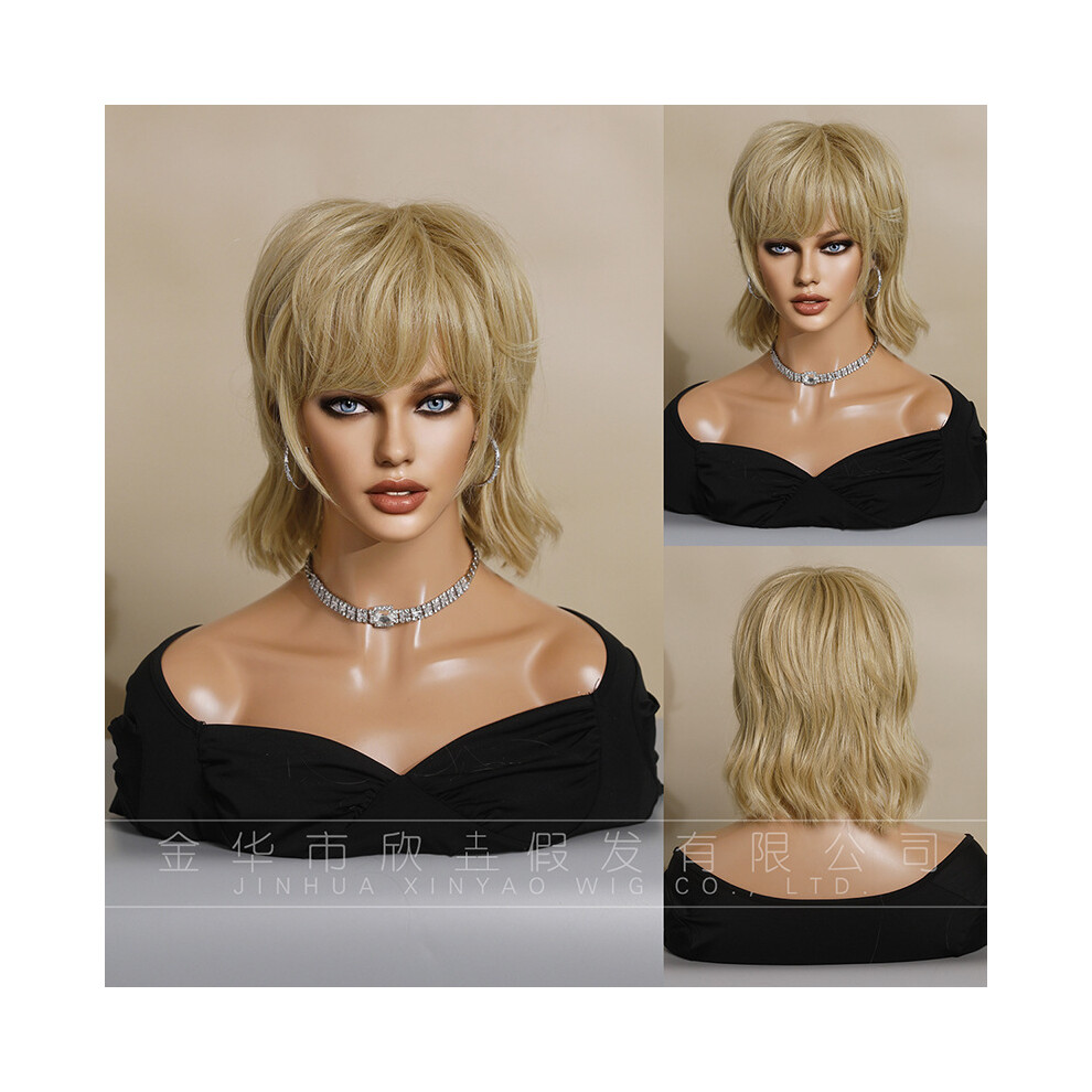 (Golden_31cm 12.2inch) New silver wig short hair European and American internet celebrity black short hair Nyane Lebajoa Hair wigs