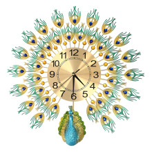 Metal Peacock Wall Clock Battery Operated Clock