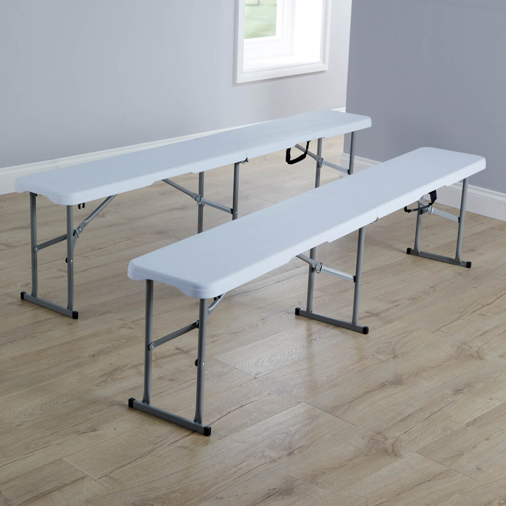 6ft Folding Trestle Benches Heavy Duty Garden Indoor Outdoor Set of 2