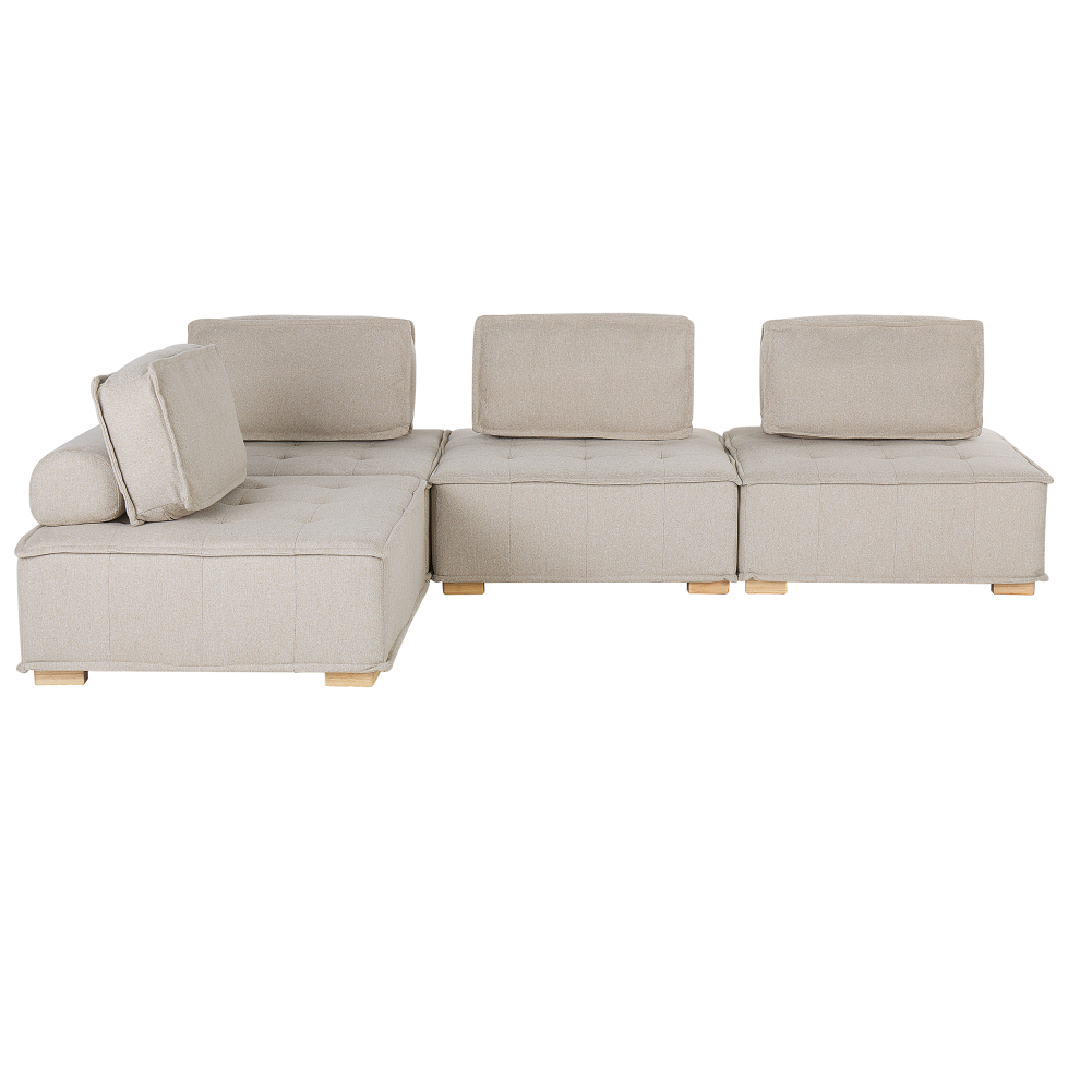 Modular Corner Sofa TIBRO Fabric Light Beige 4 Seater Right Hand