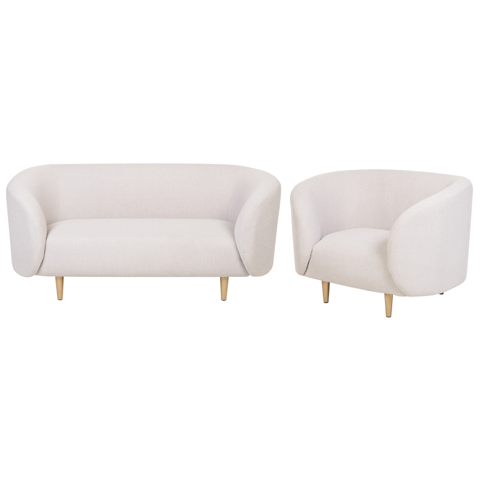Living Room Set LOEN Fabric Light Beige 3 Seater