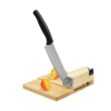 Wooden seat guillotine cutter stainless steel rice cake cutter