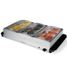 200W Buffet Warmer Food Server Hot Plate 3 Tray 1.5L Adjustable Temprature