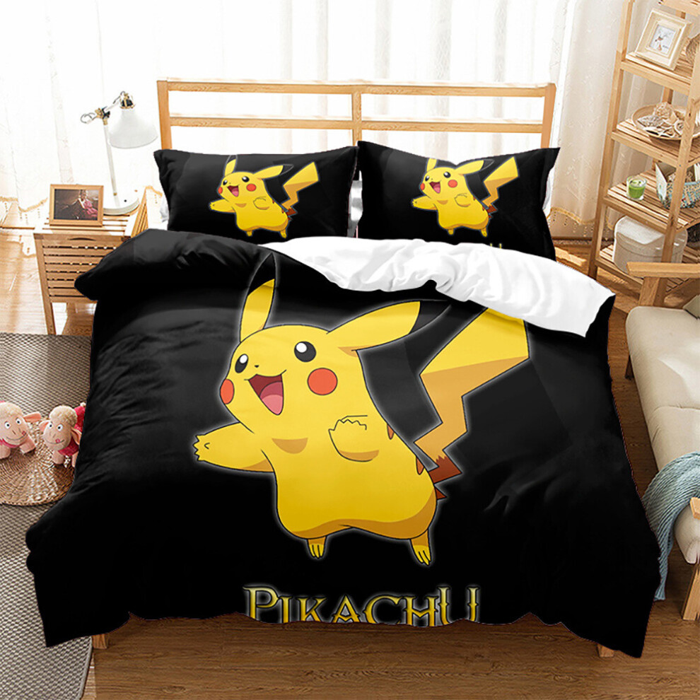 (Single 135*200cm) (Pok 05) Gift For Pokemon Fans Bedding Set Double Single Duvet Covers And Pillowcases
