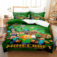 (Super King 260*220cm) (A4) Minecraft Bedding 3 Piece Boys Duvet Cover Set
