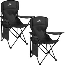 (2 Chairs) Camping Chair Lightweight Folding Portable Cup Holder Side Pocket Outdoor 120kg
