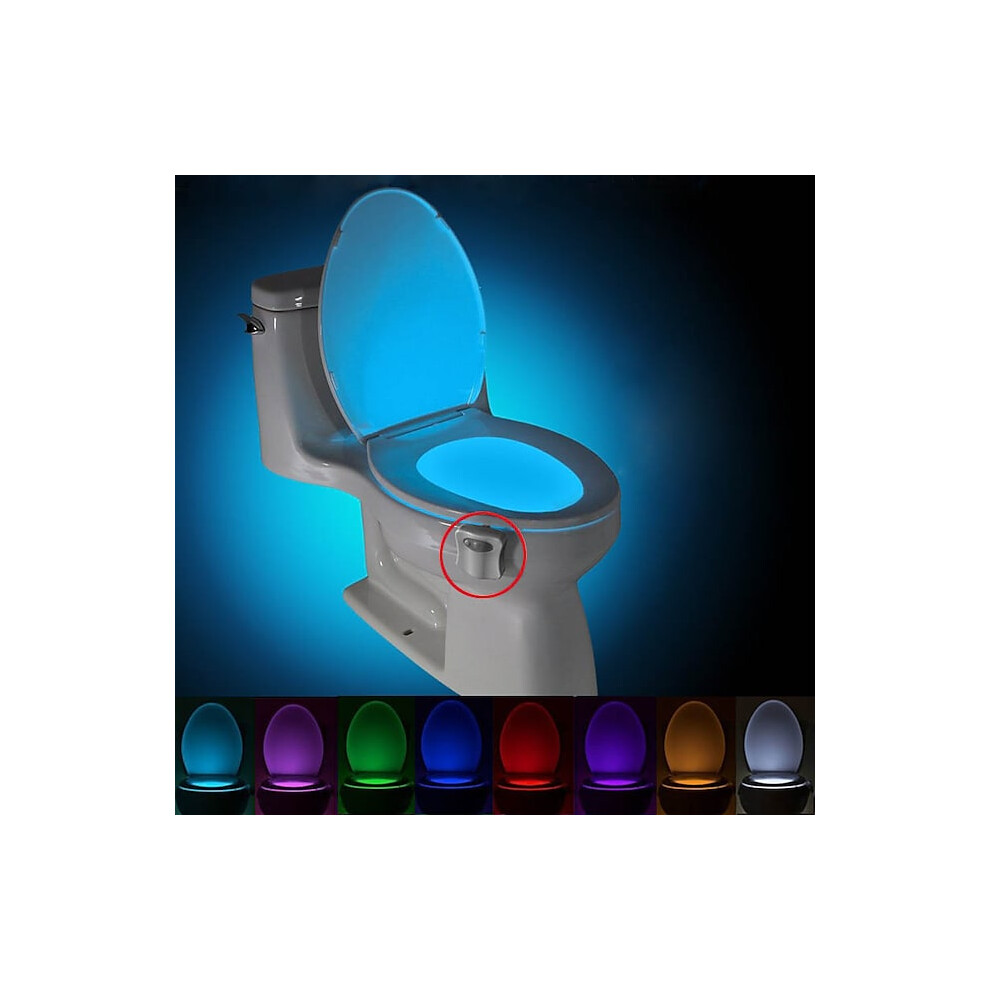 Motion-Activated LED Toilet Night Light 8-Color Waterproof Bathroom Bowl Lamp