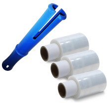 3 Rolls Of Strong Clear Mini Shrink Wrap 100mm With Dispenser