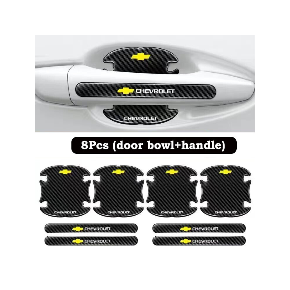 (For Chevrolet) 8X Car Door Handle Bowl Anti-Scratch Cover Carbon Fiber Guard Protector Stickers 8021991828543