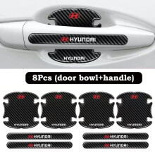 (For Hyundai) 8x Car Door Handle Bowl Anti-Scratch Cover Carbon Fiber Guard Protector Stickers