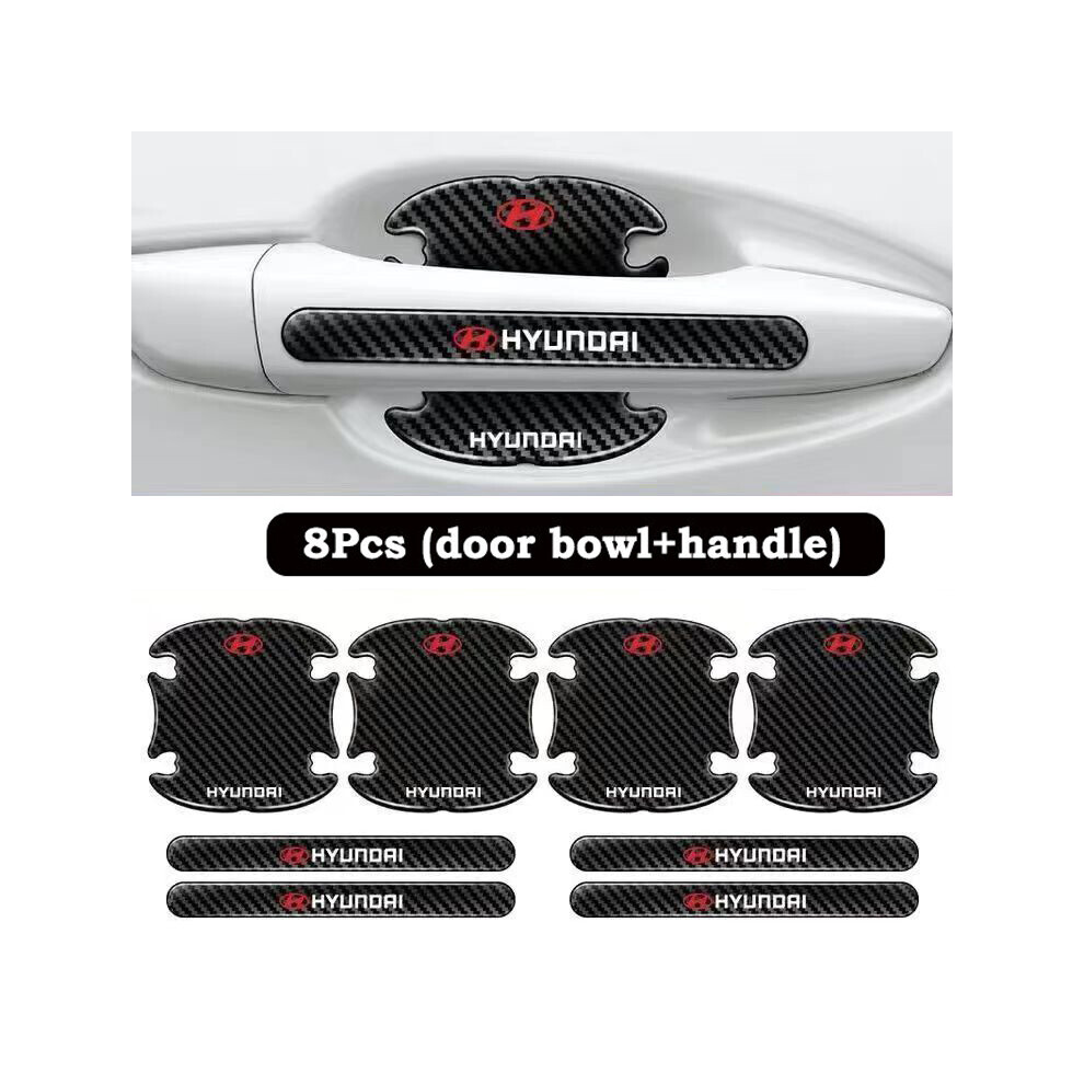 Kaixuan Wood (For Hyundai) 8X Car Door Handle Bowl Anti-Scratch Cover Carbon Fiber Guard Protector Stickers