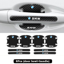 (For BMW) 8x Car Door Handle Bowl Anti-Scratch Cover Carbon Fiber Guard Protector Stickers
