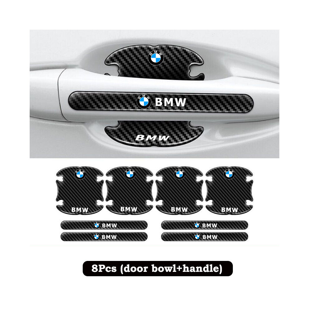 (For Bmw) 8X Car Door Handle Bowl Anti-Scratch Cover Carbon Fiber Guard Protector Stickers 8021991829878