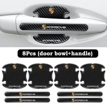 (For Porsche) 8x Car Door Handle Bowl Anti-Scratch Cover Carbon Fiber Guard Protector Stickers