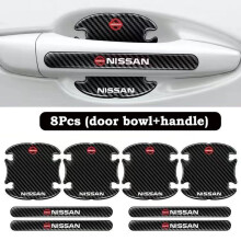 (For Nissan) 8x Car Door Handle Bowl Anti-Scratch Cover Carbon Fiber Guard Protector Stickers