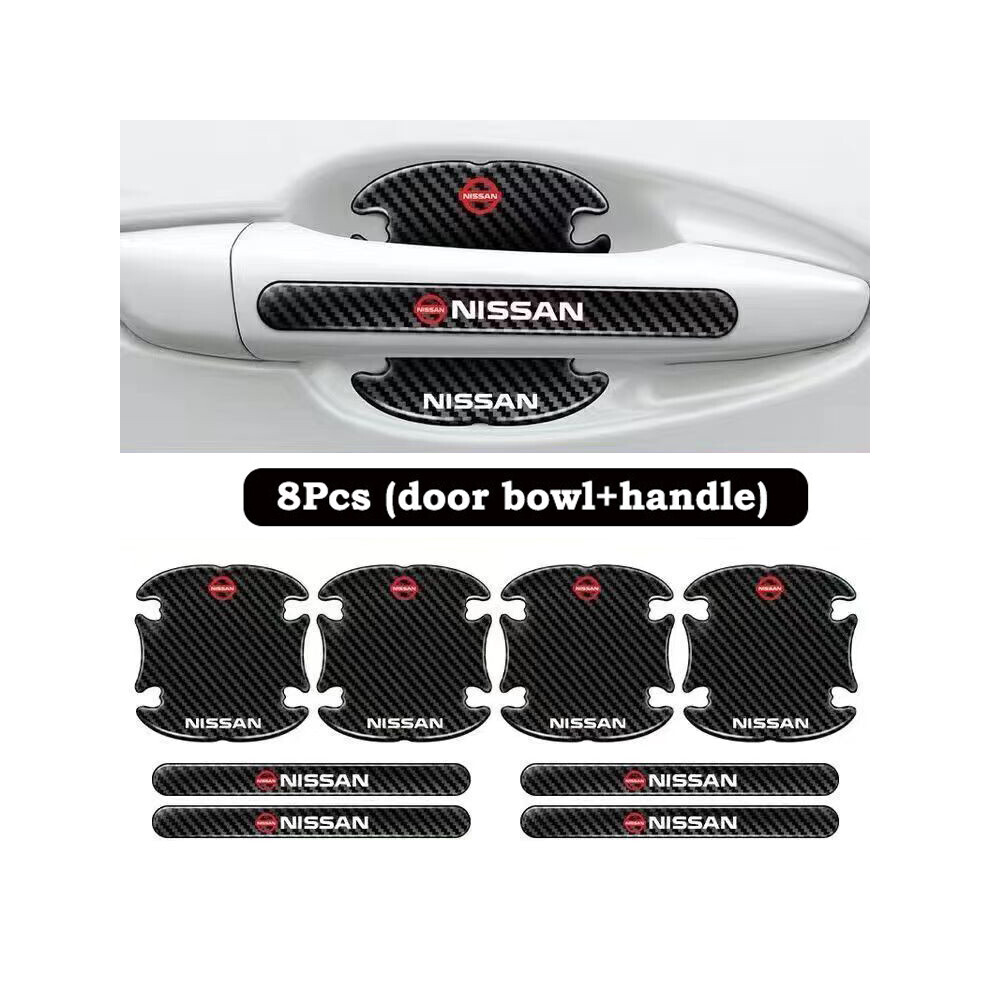 (For Nissan) 8X Car Door Handle Bowl Anti-Scratch Cover Carbon Fiber Guard Protector Stickers 8021991828314