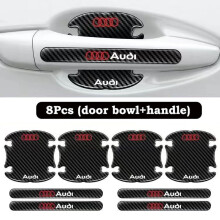 (For Audi) 8x Car Door Handle Bowl Anti-Scratch Cover Carbon Fiber Guard Protector Stickers